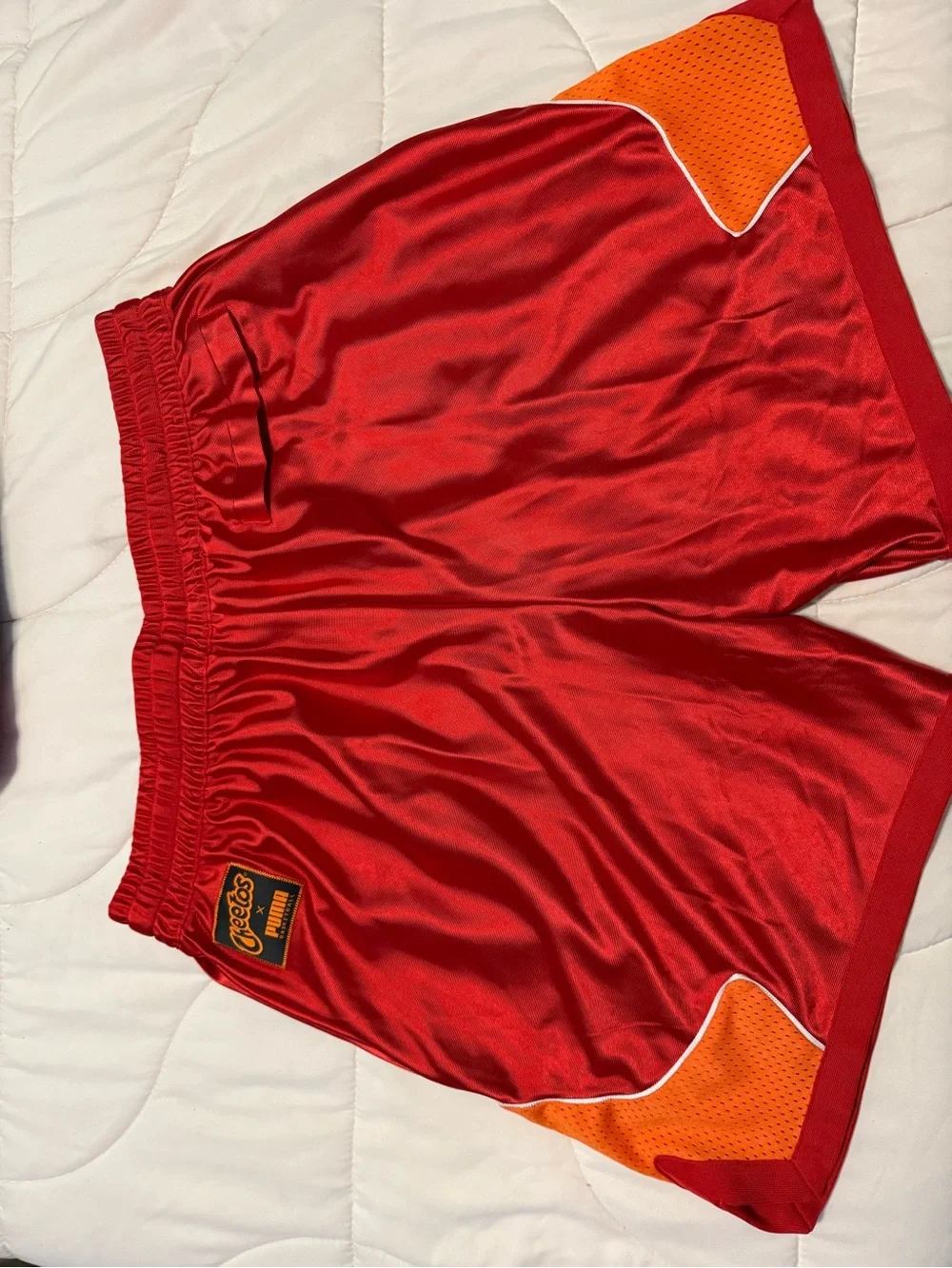 Puma Red Athletic Shorts with Black Logo Tag